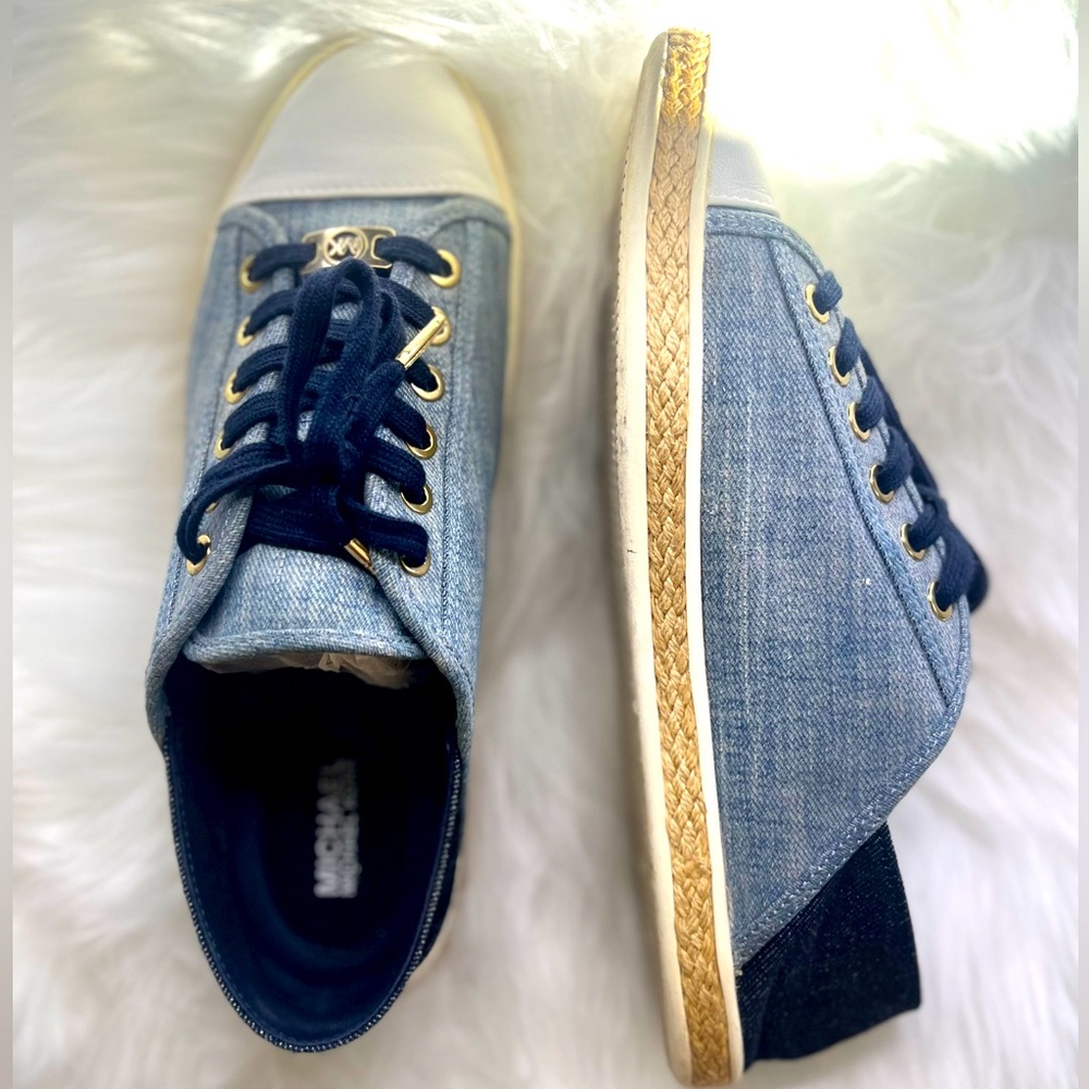 MICHAEL Michael Kors Women’s Denim Kristy Lace Up Leather Canvas Shoes Size 9